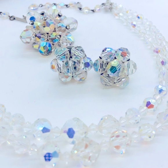 Vintage Deco Rhinestone Aurora Borealis Jewelry Lot - Picture 8 of 14